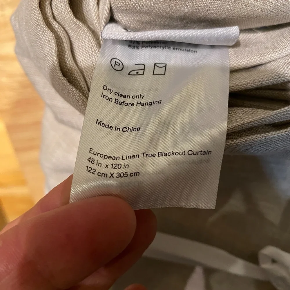 Quince European Linen True Blackout Curtain size 48x120 Flax ONE CURTAIN ONLY